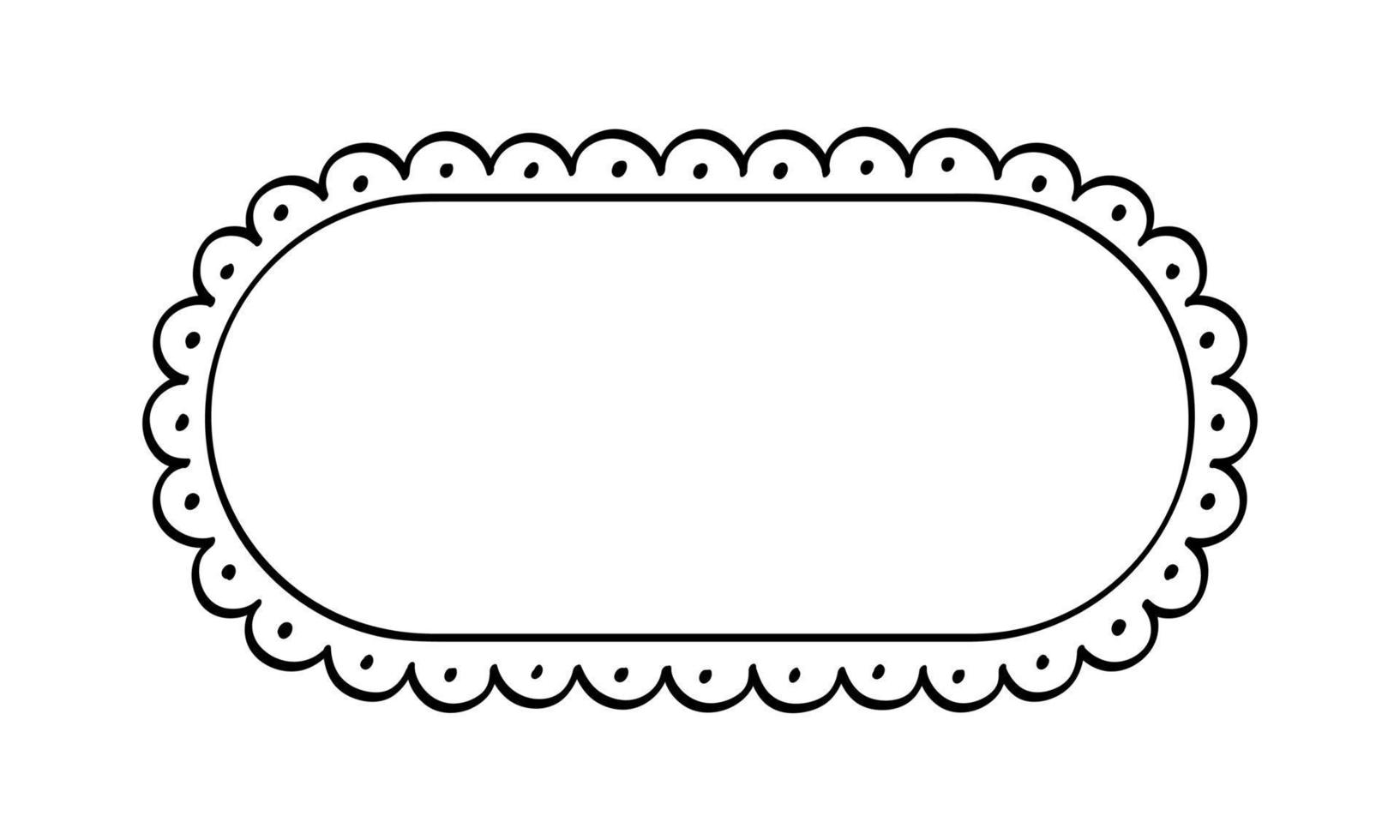 Long rounded scallop frame doodle line art illustration clipart vector