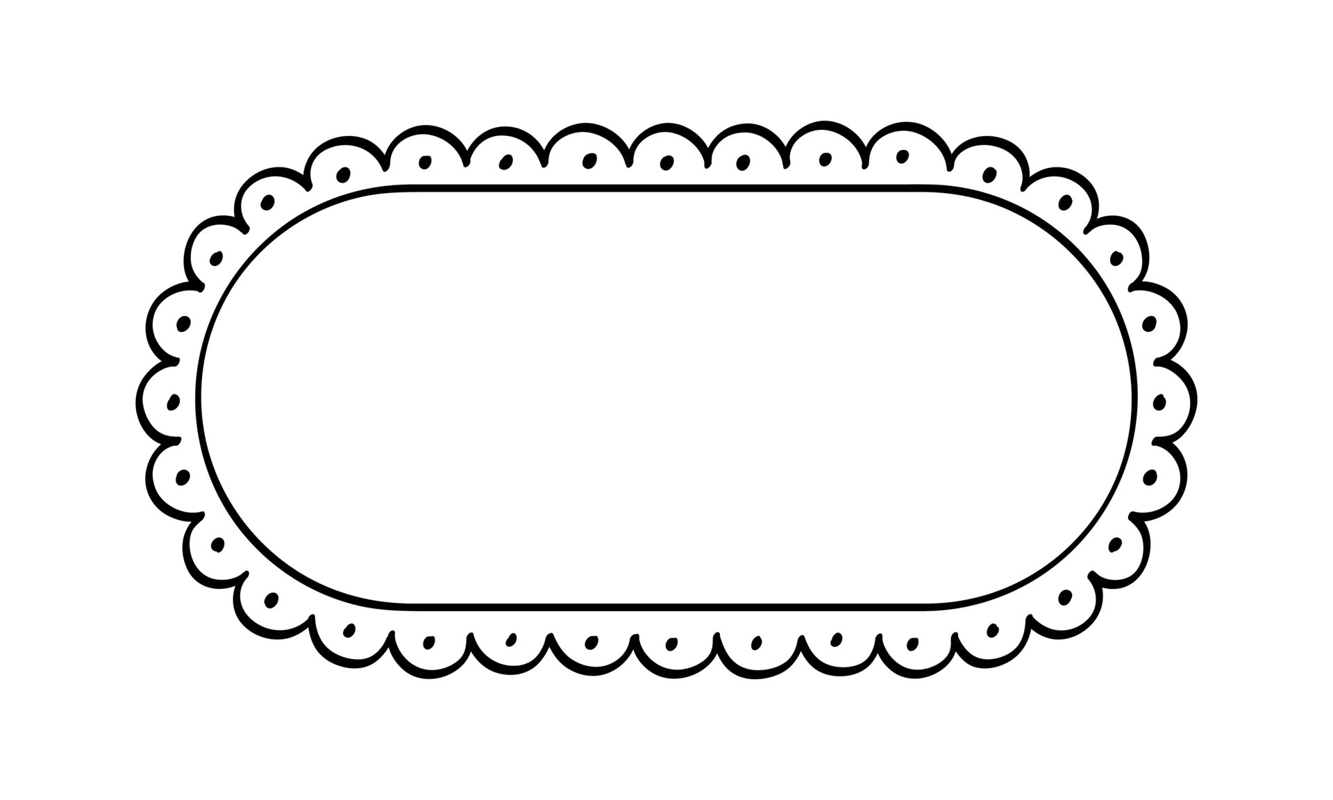 Long rounded scallop frame doodle line art illustration clipart