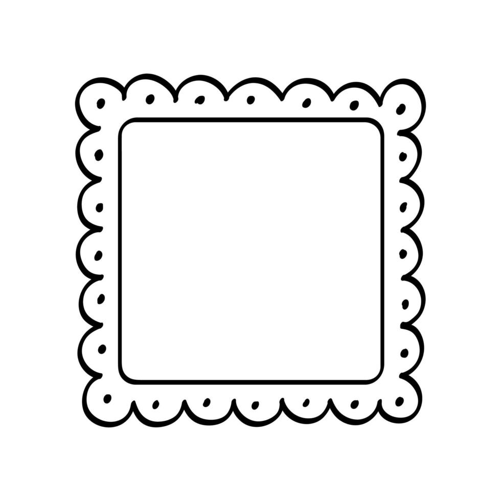 Square scallop frame doodle line art illustration clipart vector