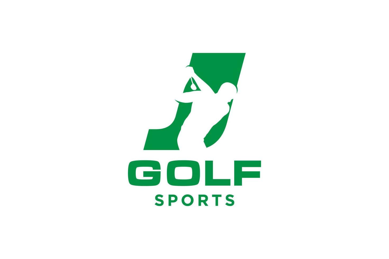 logotipo de icono de letra del alfabeto j para plantilla de vector de diseño de logotipo de golf, etiqueta vectorial de golf, logotipo de campeonato de golf, ilustración, icono creativo, concepto de diseño