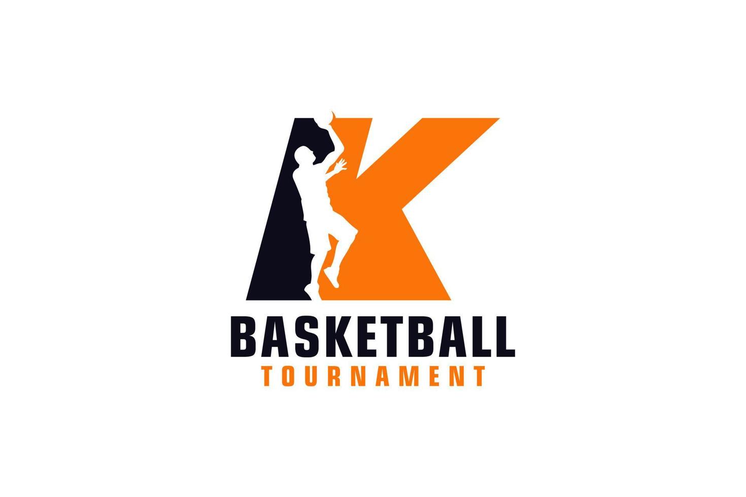 Letter K with Basketball Logo Design. Vector Design Template Elements for Sport Team or Corporate Identity.