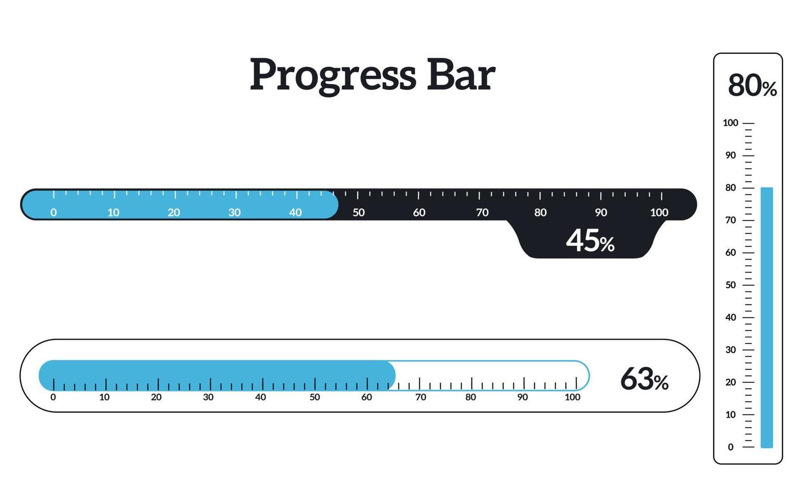 Download progress icons, speed indicator showing the status of file download from the Internet. Application interface button template for games, sites. Vector illustration progress bar user interface