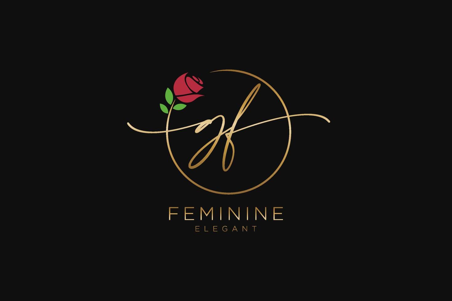 initial GF Feminine logo beauty monogram and elegant logo design, handwriting logo of initial signature, wedding, fashion, floral and botanical with creative template. vector