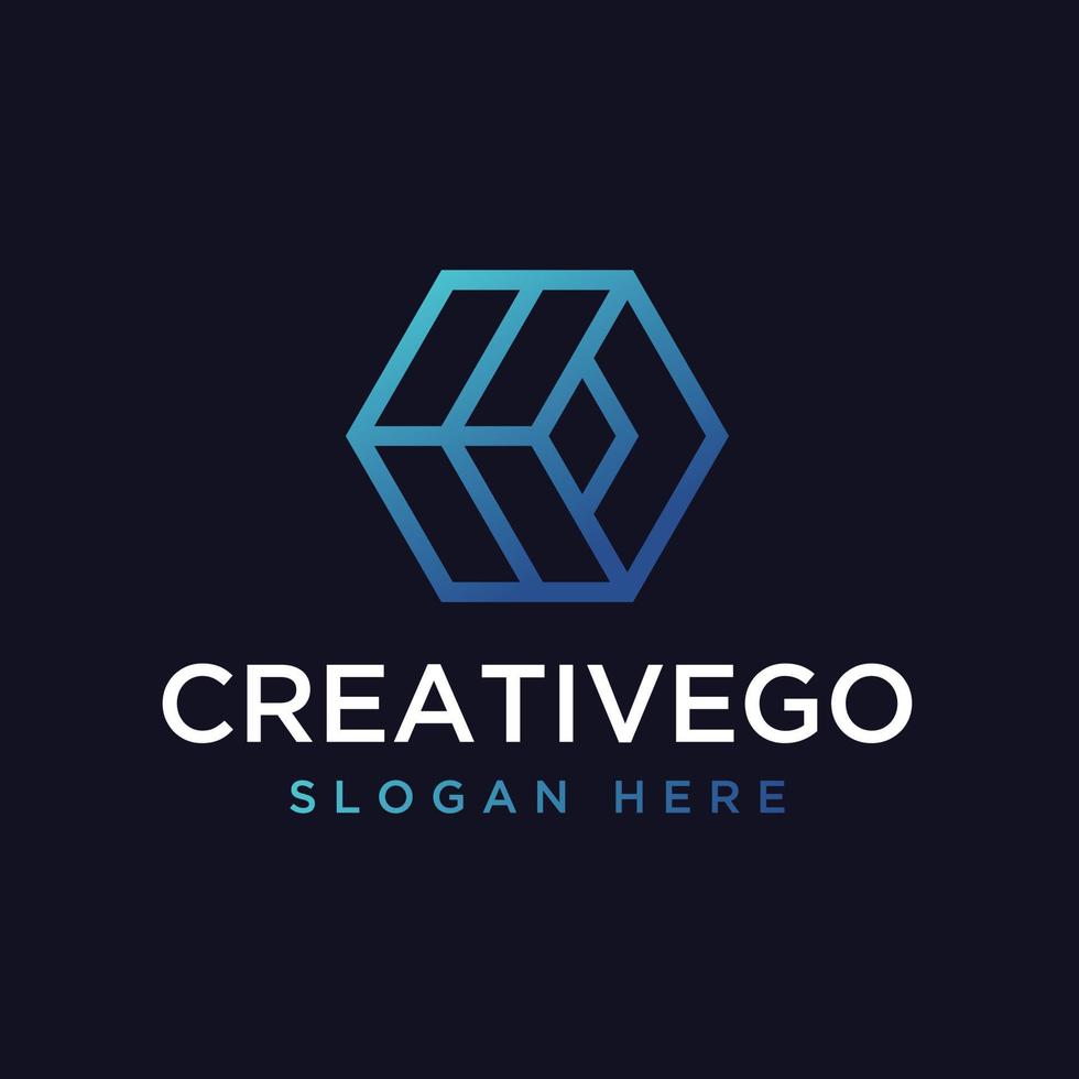 Vector graphic of hexagon logo design template