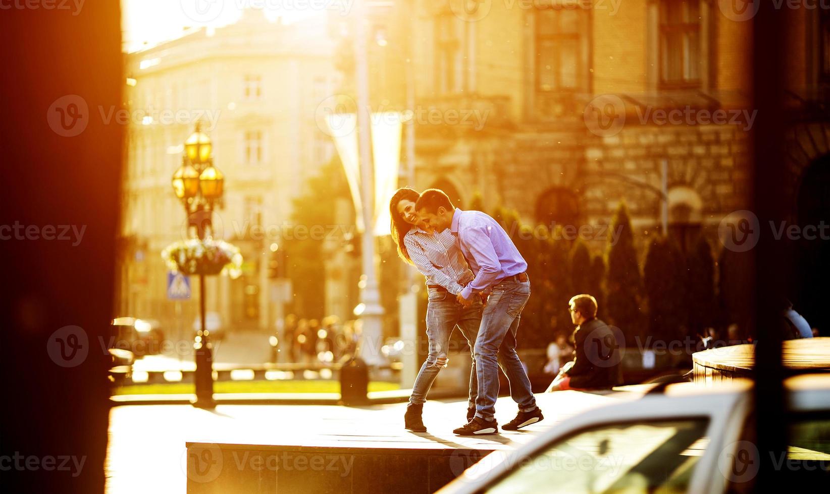 Couple have fun in the city photo