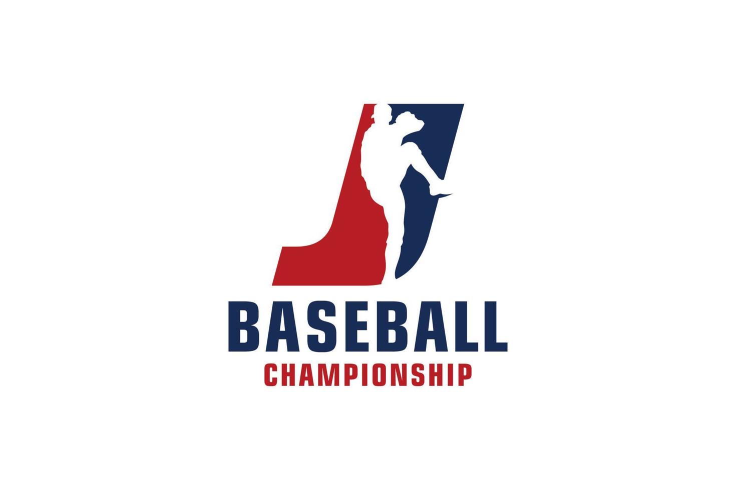 letra j con diseño de logotipo de béisbol. elementos de plantilla de diseño vectorial para equipo deportivo o identidad corporativa. vector