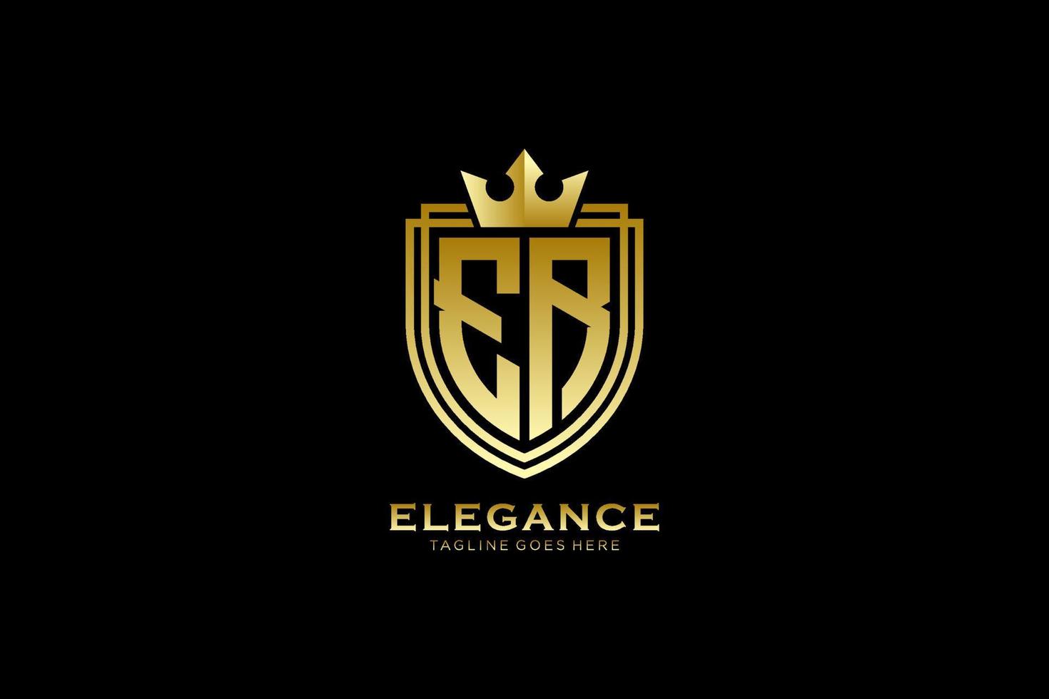 initial ER elegant luxury monogram logo or badge template with scrolls and royal crown - perfect for luxurious branding projects vector