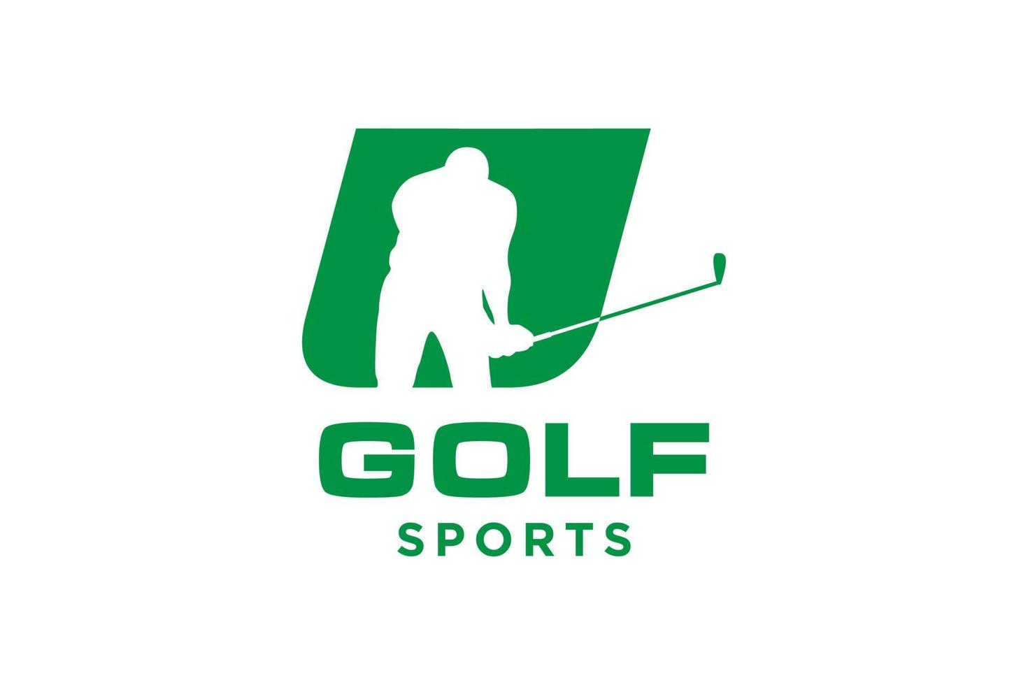 logotipo de icono de letra del alfabeto u para plantilla de vector de diseño de logotipo de golf, etiqueta vectorial de golf, logotipo de campeonato de golf, ilustración, icono creativo, concepto de diseño