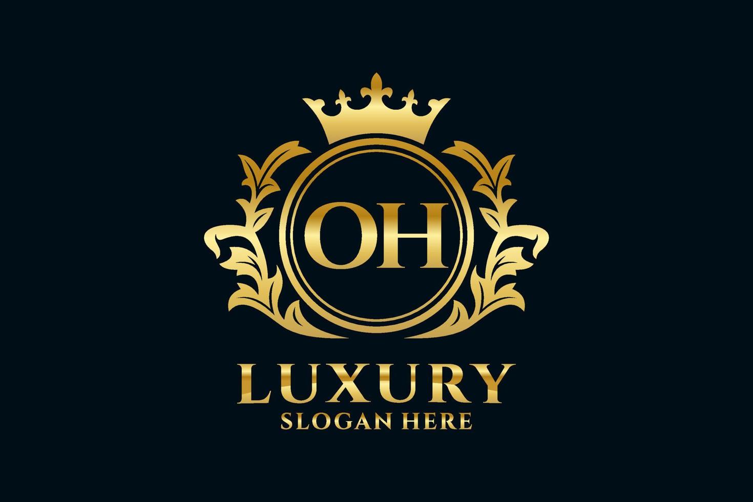 Initial OH Letter Royal Luxury Logo template in vector art for luxurious branding projects and other vector illustration.