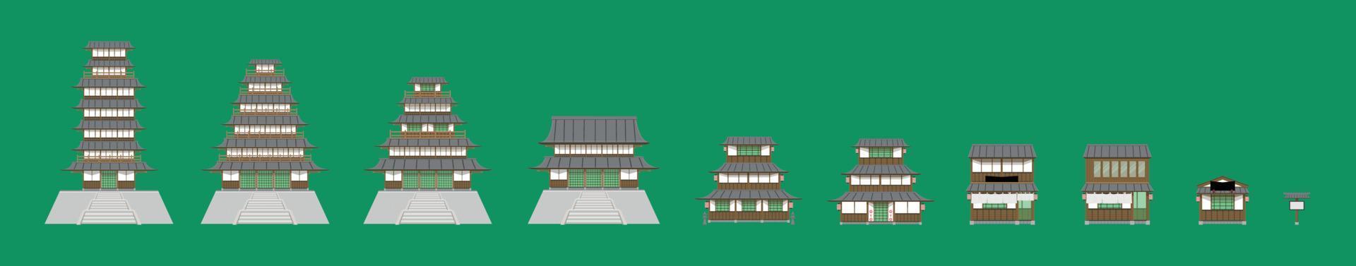 conjunto de diferentes capas de la casa japonesa. ilustración vectorial eps10 vector