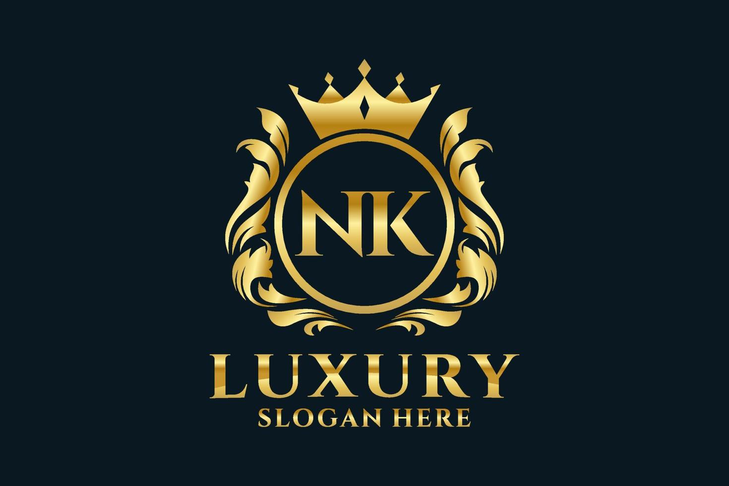 Initial NK Letter Royal Luxury Logo template in vector art for luxurious branding projects and other vector illustration.