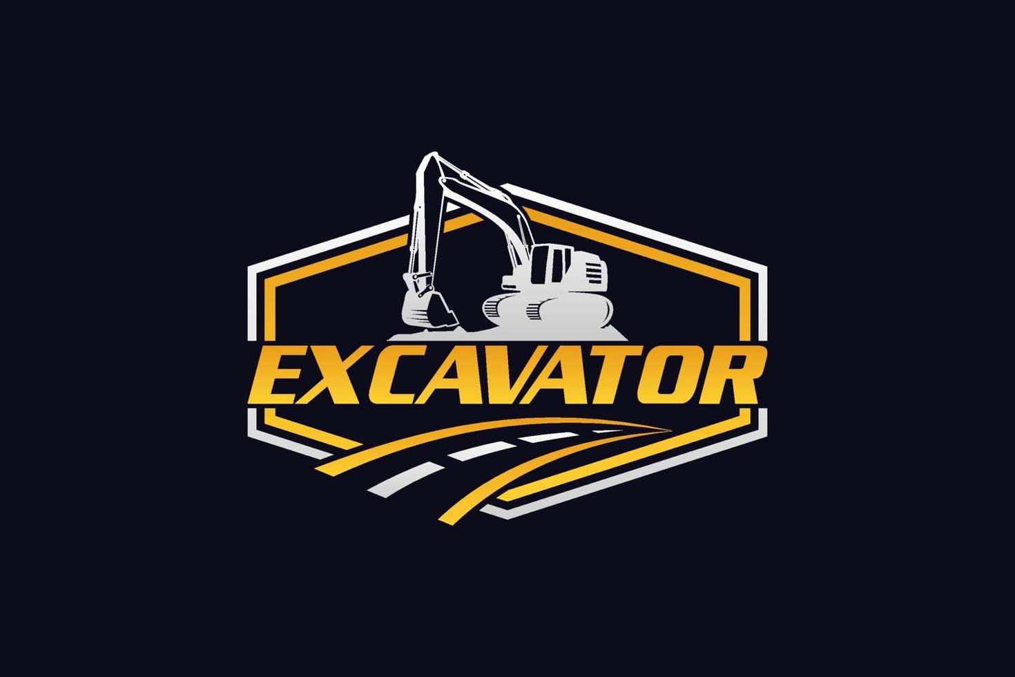 Excavator logo template vector. Heavy equipment logo vector for construction company. Creative excavator illustration for logo template.