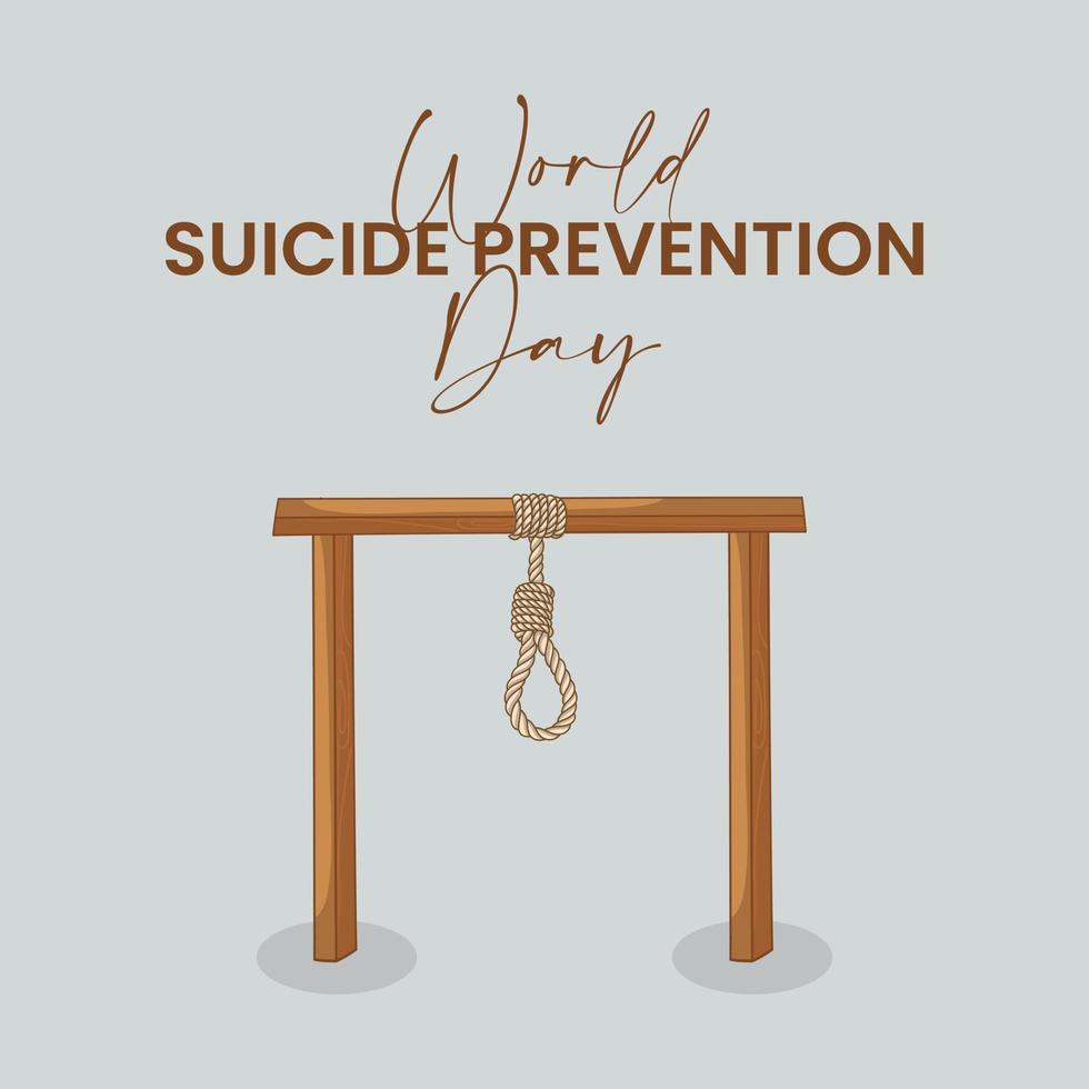 concepto del día mundial de la prevención del suicidio con cuerda colgante. diseño para banner, tarjeta de felicitación, afiche y fondo. vector