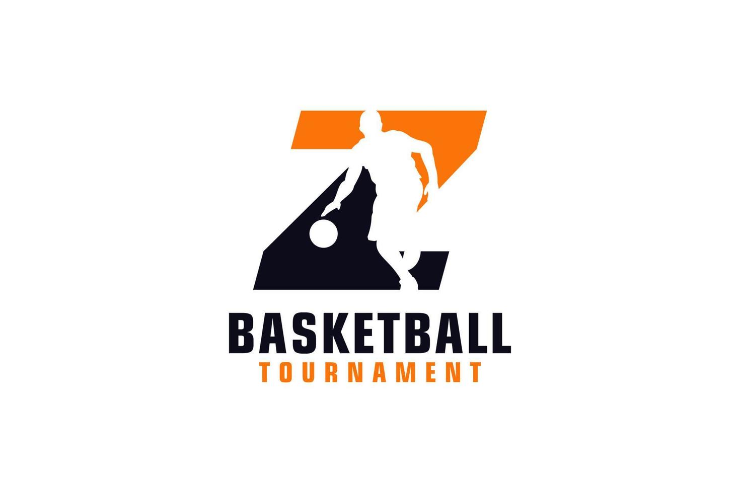 Letter Z with Basketball Logo Design. Vector Design Template Elements for Sport Team or Corporate Identity.