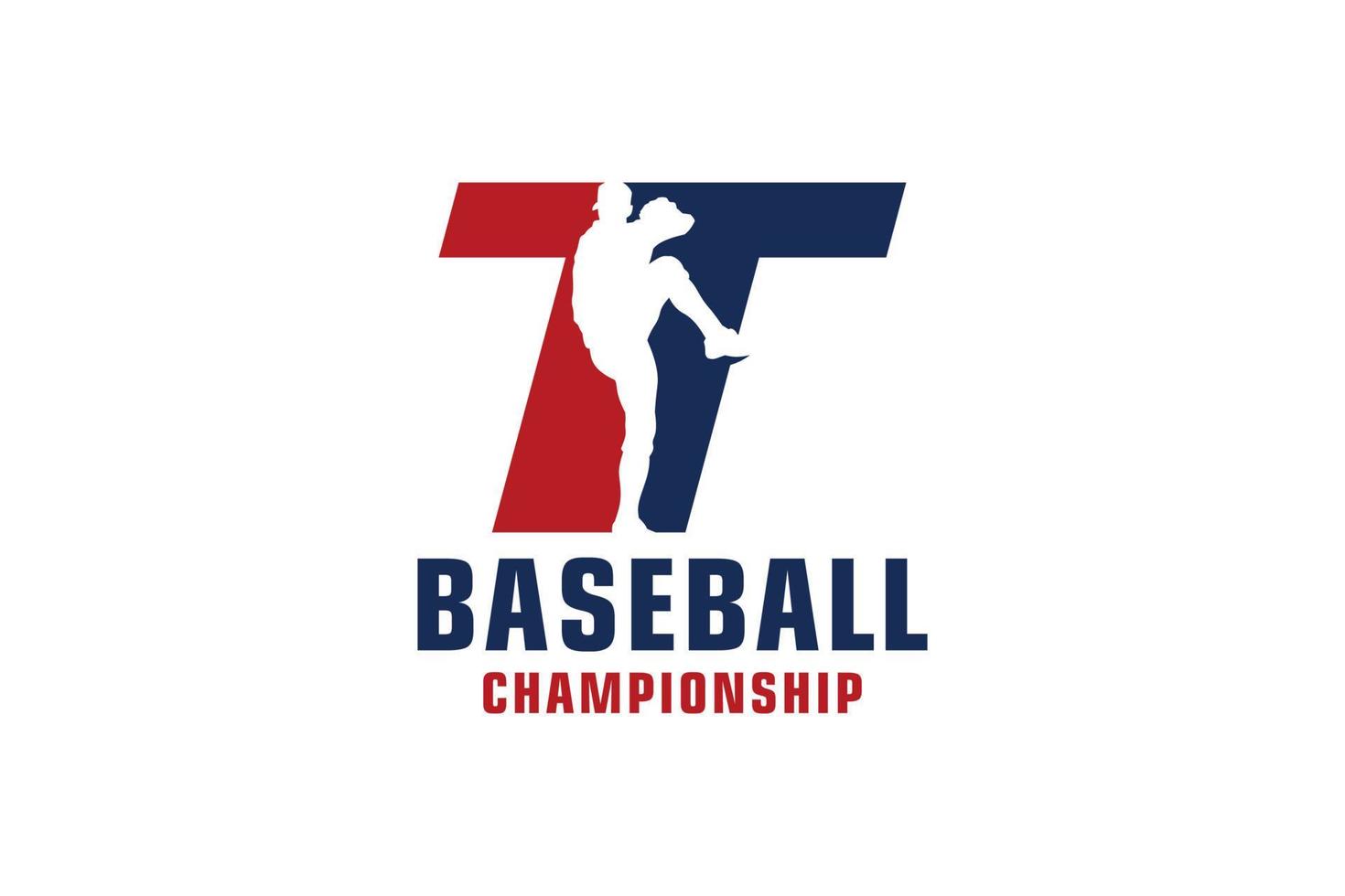 Letter T with Baseball Logo Design. Vector Design Template Elements for Sport Team or Corporate Identity.