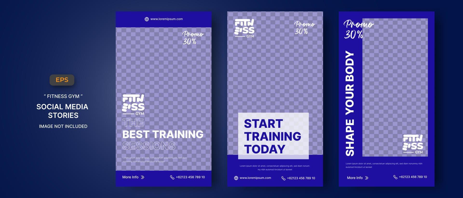 Fitness gym social media stories collection vector