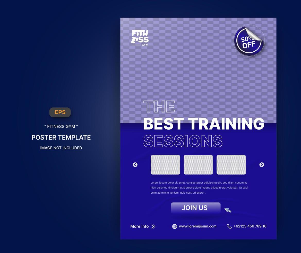 Fitness gym poster design template vector