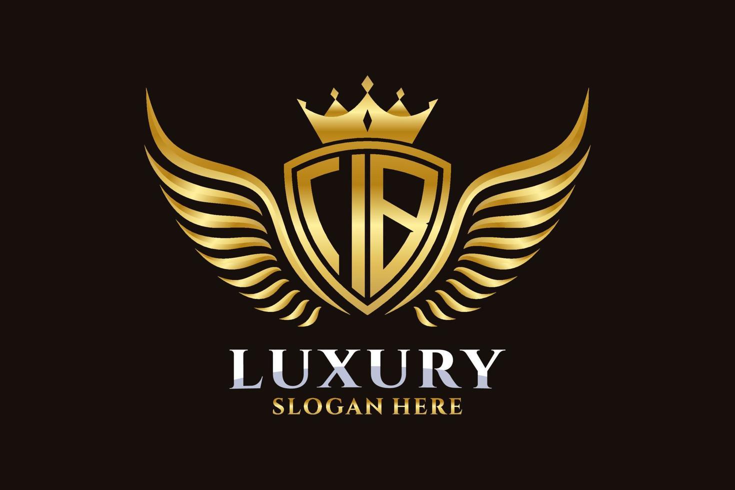 Luxury royal wing Letter IB crest Gold color Logo vector, Victory logo, crest logo, wing logo, vector logo template.