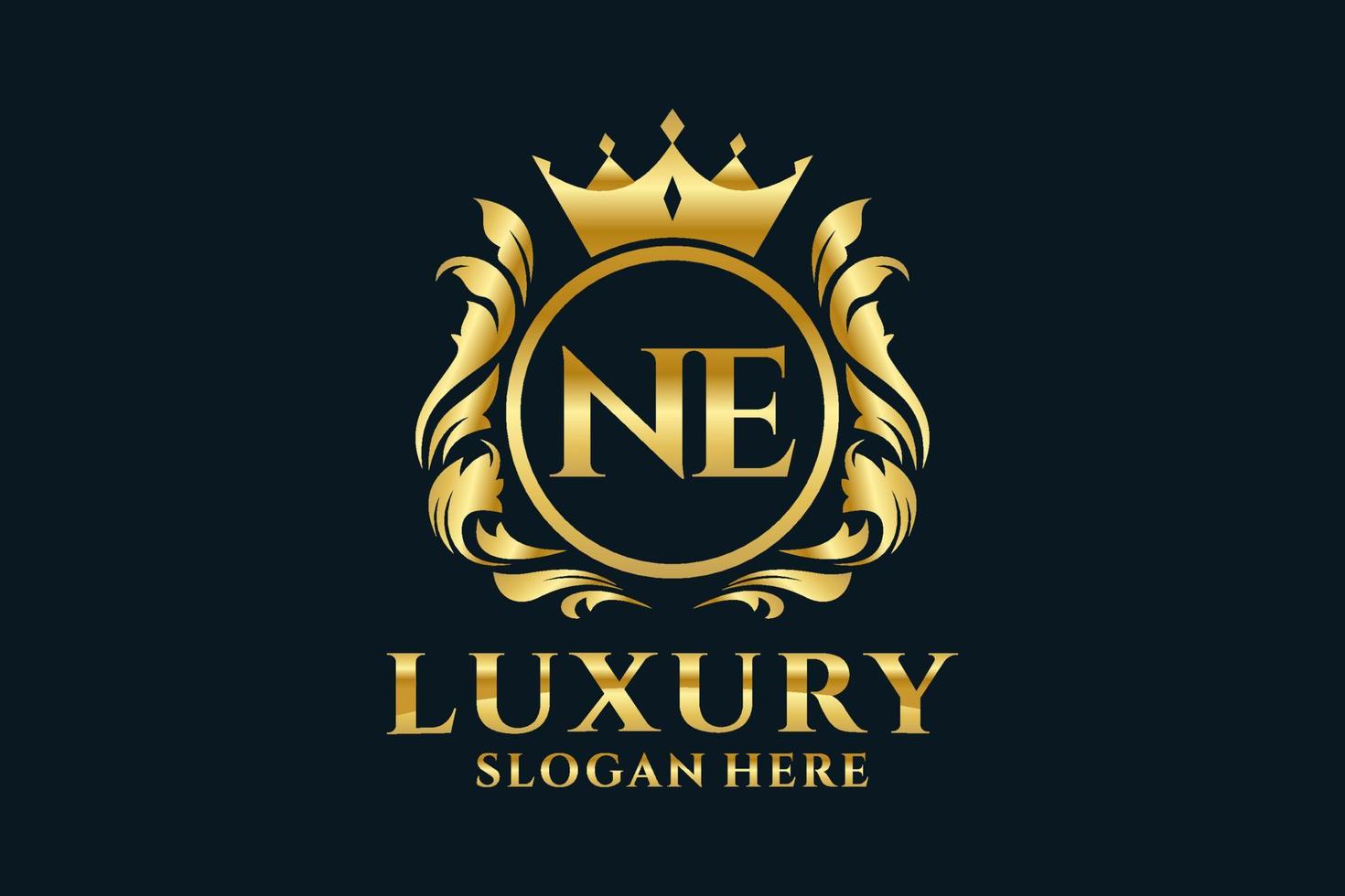 Initial NE Letter Royal Luxury Logo template in vector art for luxurious branding projects and other vector illustration.