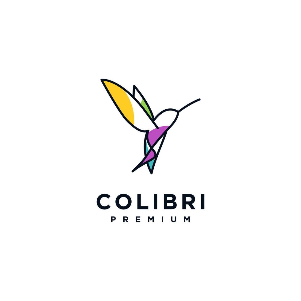 Colibri bird logo concept design, abstract hummingbird vector illustration