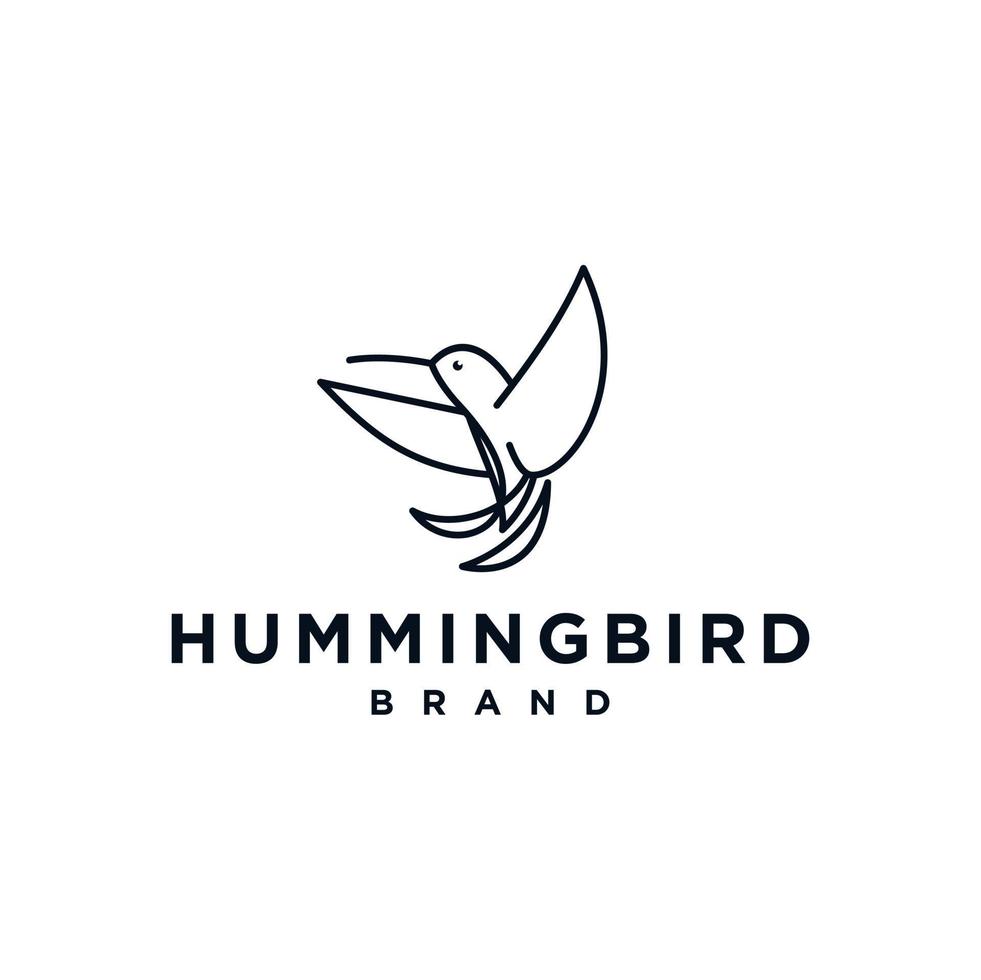 colibri bird logo concept design. line abstract hummingbird vector illustration