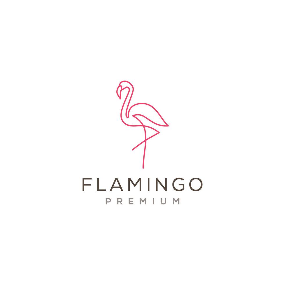 Flamingo simple logo design. Line art vector illustration