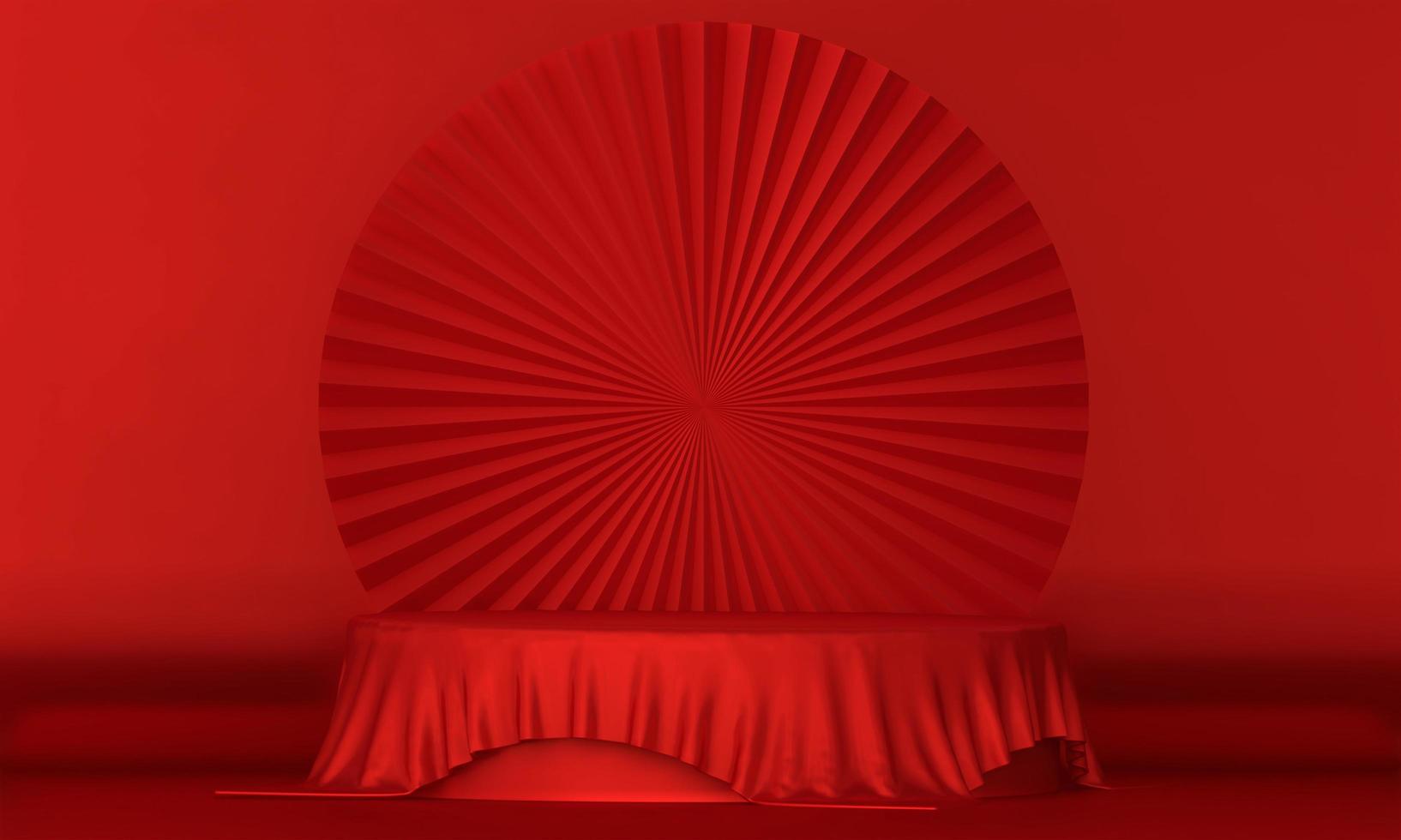 decoración de podio de escenario rojo adecuada para productos.representación 3d foto