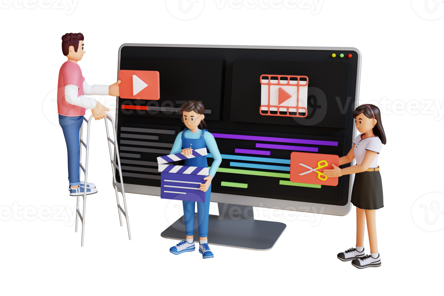 teens create video content 3d character illustration png