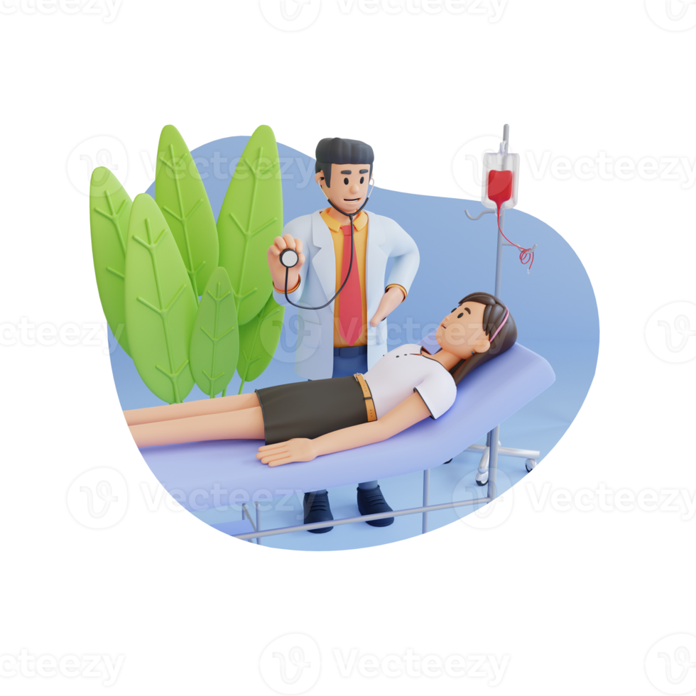 doctor examining patient using stethoscope 3d character illustration png