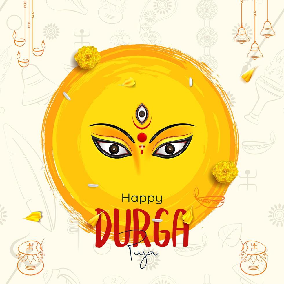 happy durga puja creative social media post template design vector