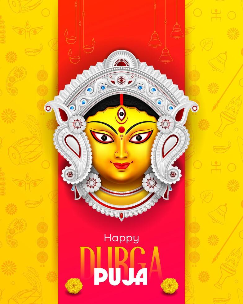 happy durga puja creative ads and social media post banner design vector