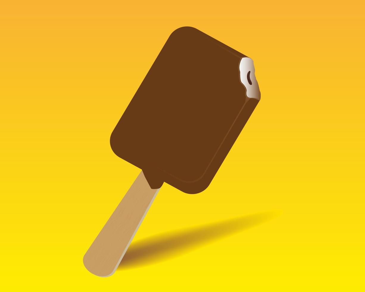 Eskimo ice cream with chocolate on a yellow background vector