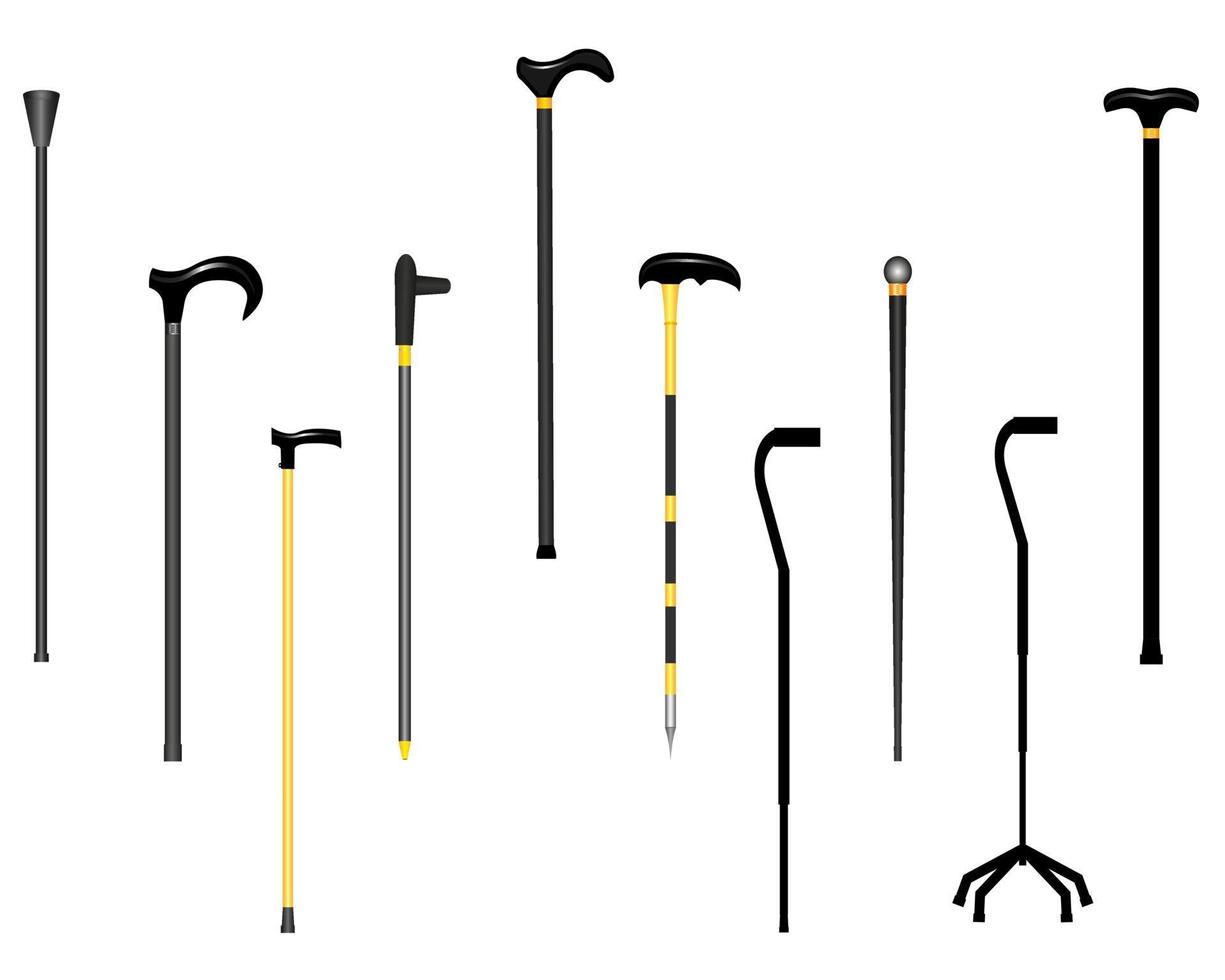 different canes for the elderly on a white background vector