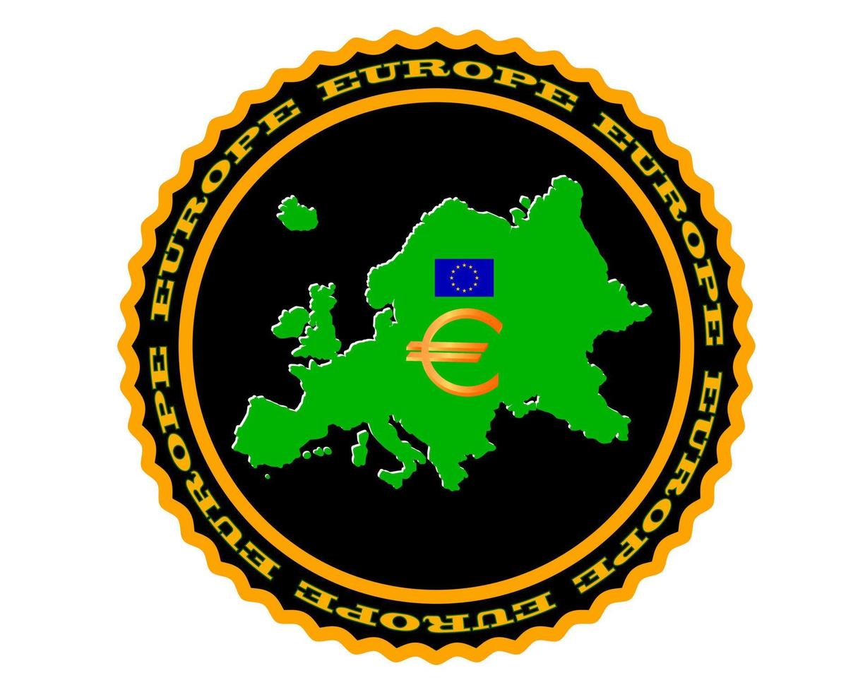 símbolo de europa y un mapa de europa sobre fondo blanco vector