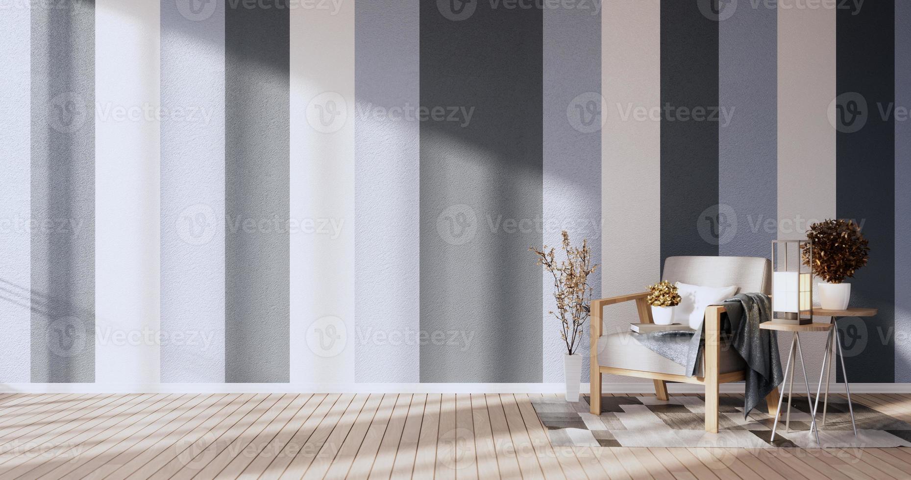 Grey and white wall on living room two tone colorful design.3D