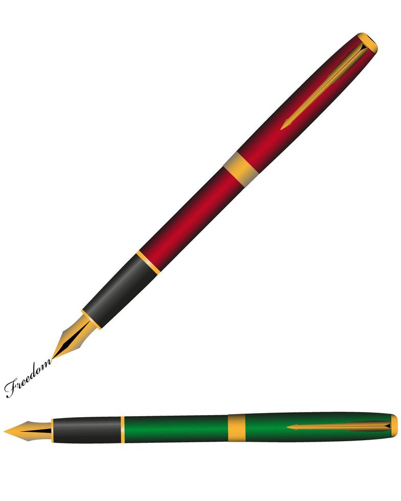 two pen of different colors on a white background vector