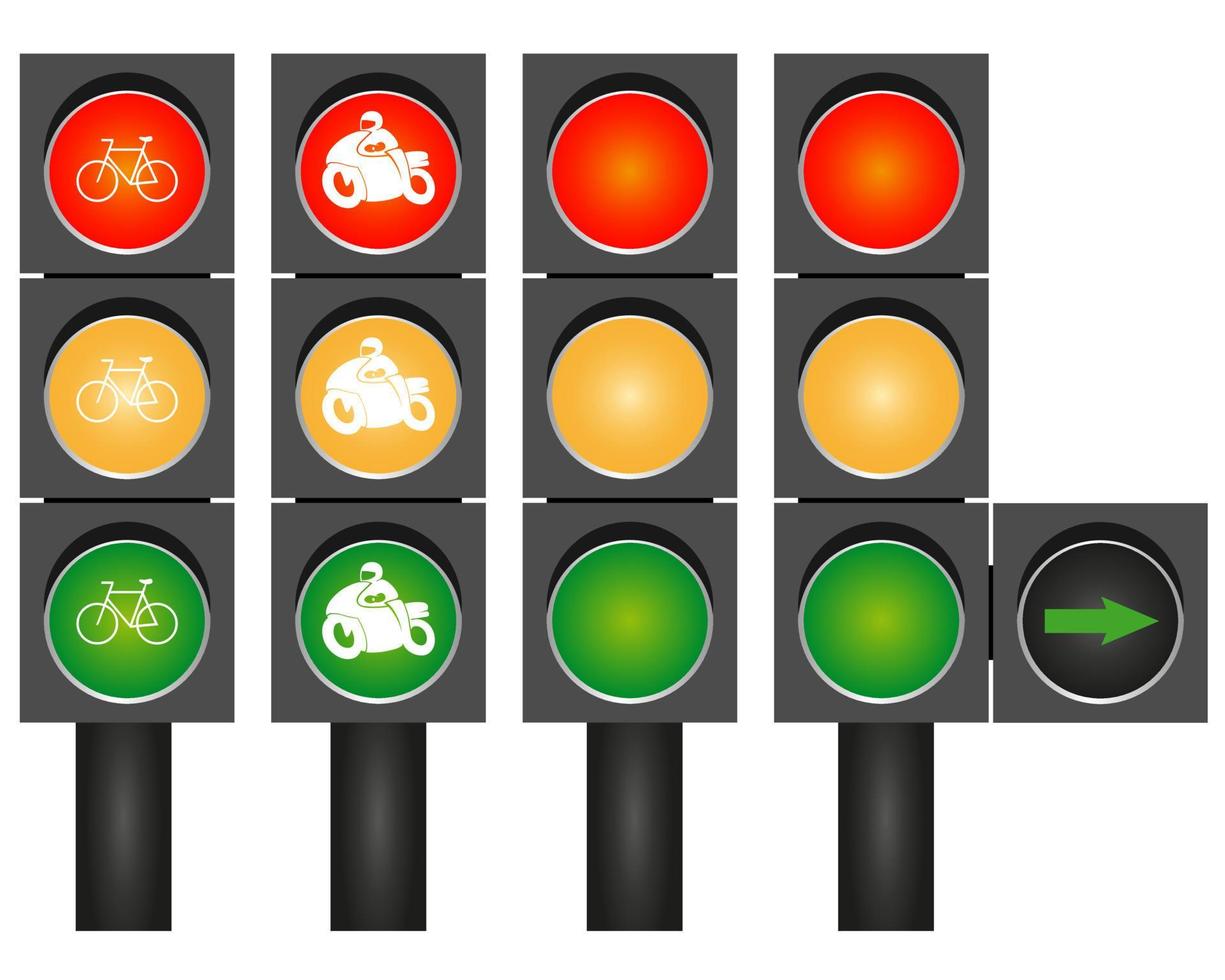 Four road traffic lights to go on a white background vector