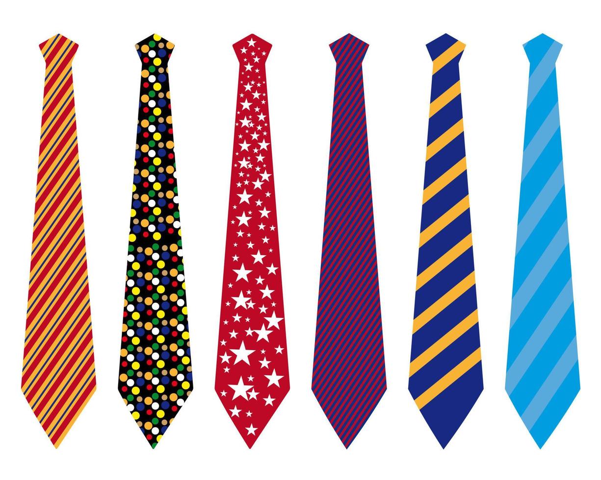 different ties of different colors on a white background vector