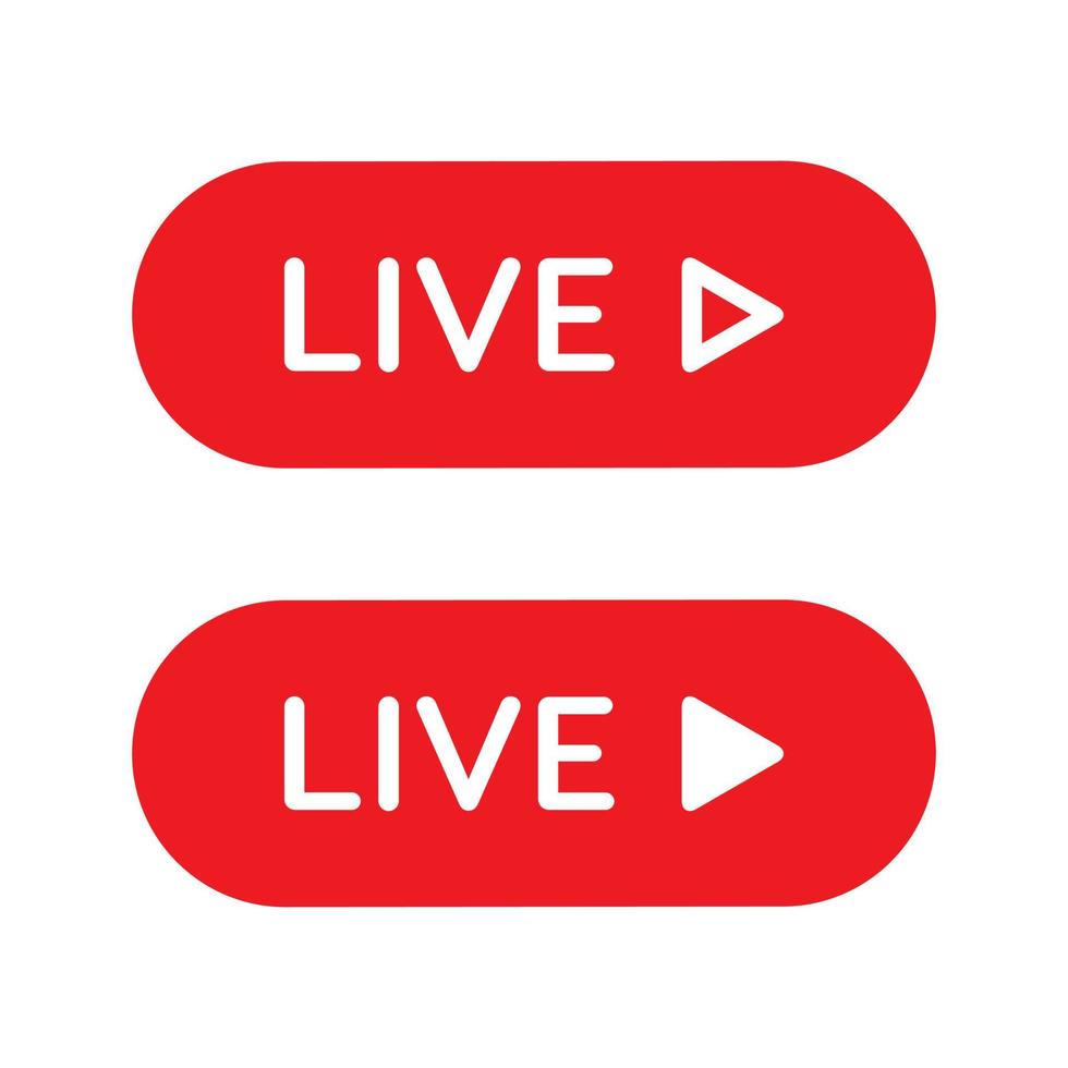 Live streaming video button icon vector in flat style. Social media elements