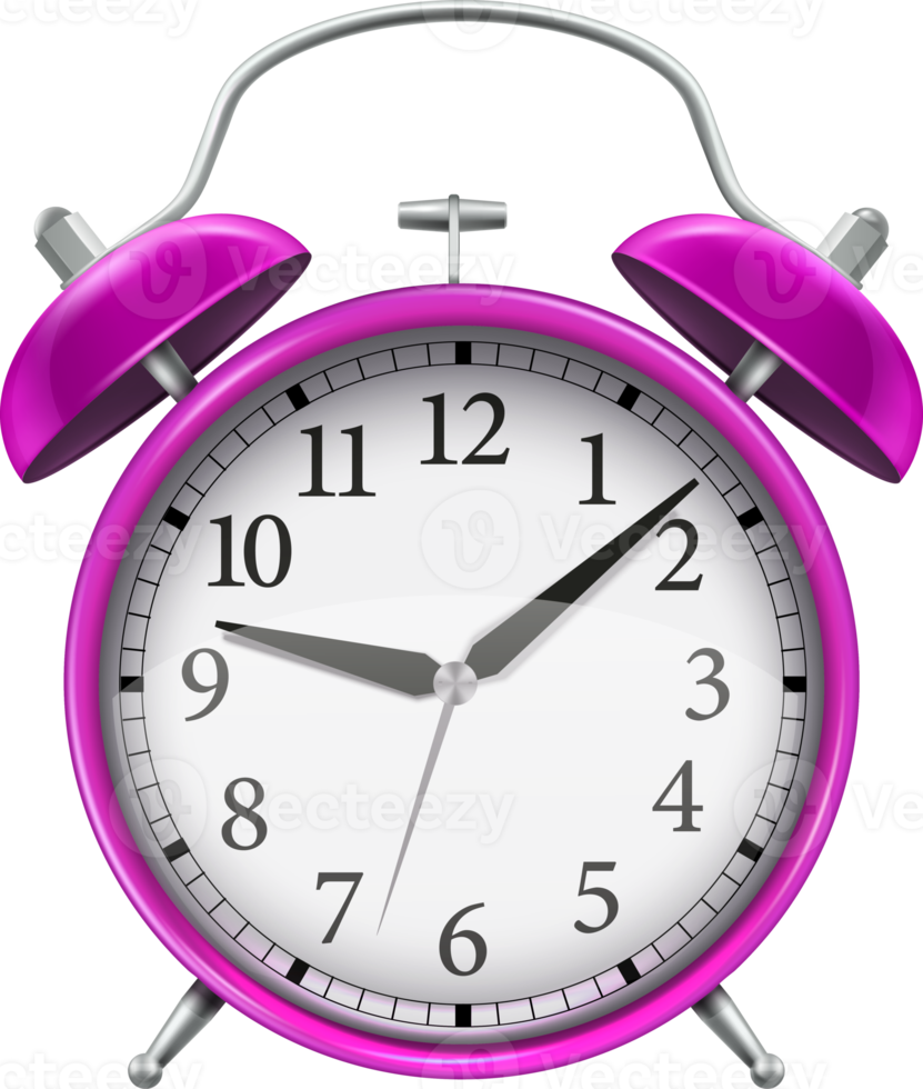 Pink color classic alarm clock png