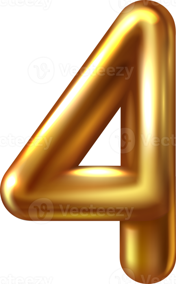 Golden metallic number four png