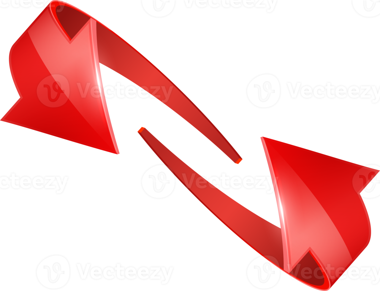 Red 3D glossy curve arrows png