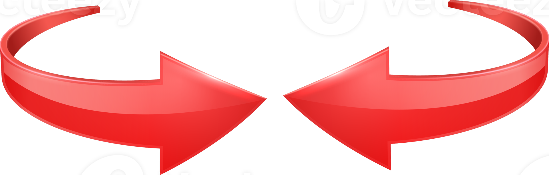 Red 3D glossy curve arrows png