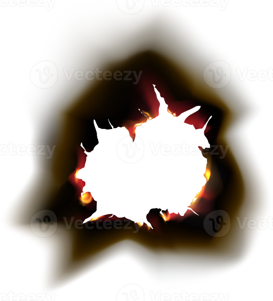 Burned hole on transparent background png