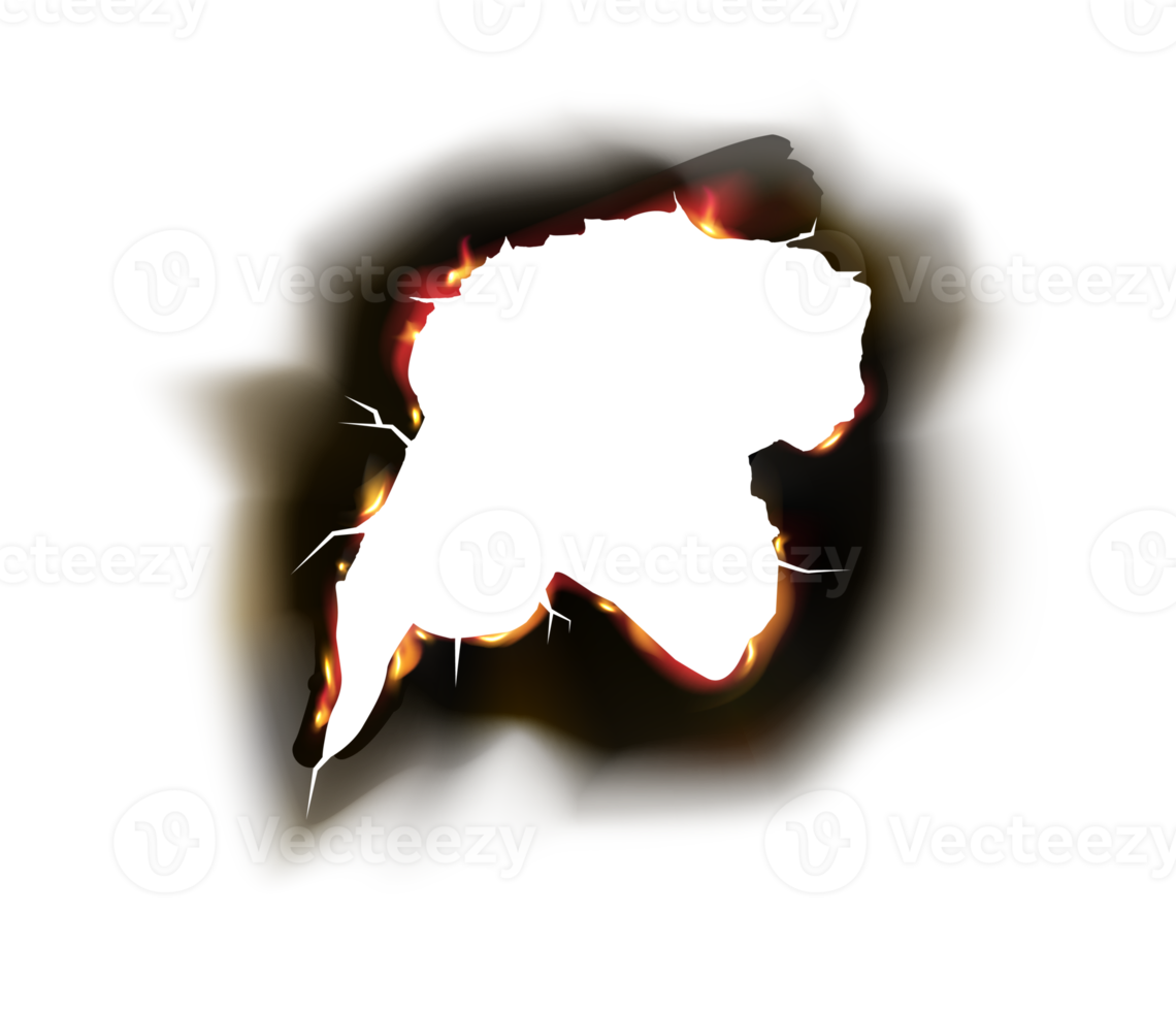 Burned hole on transparent background png