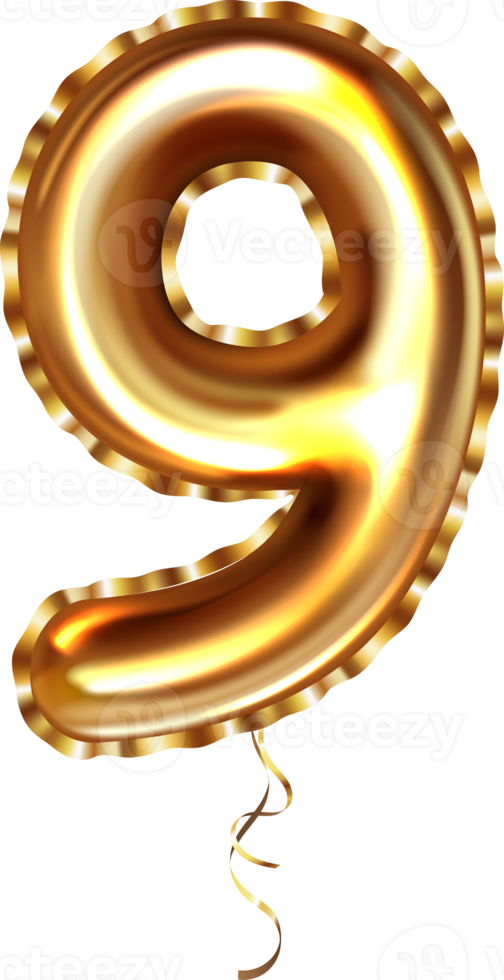 Golden  Balloon Number Nine png