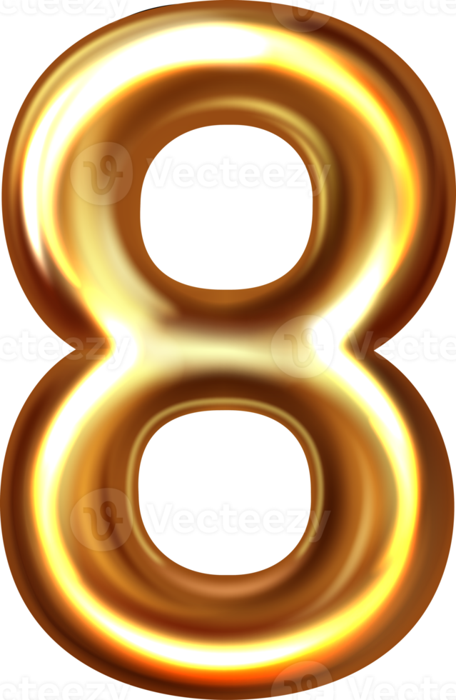 Golden metallic number eight png