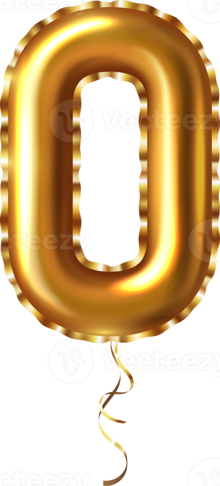 Golden  Balloon Number Zero png