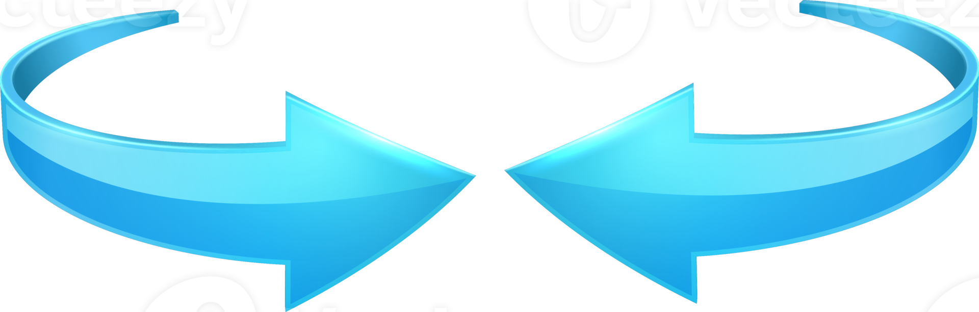 Blue 3D glossy curve arrows png