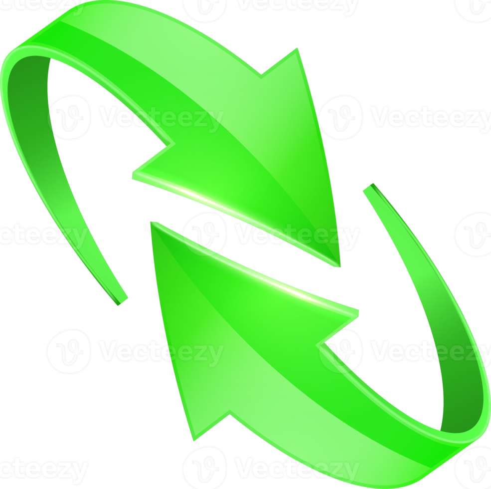 Green 3D glossy curve arrows png